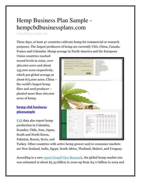 Hemp Business Plan Sample - hempcbdbusinessplans.com