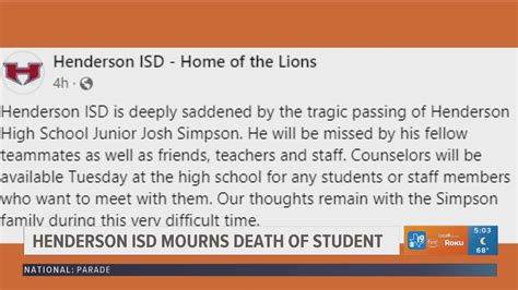 Henderson ISD mourning loss of high school student