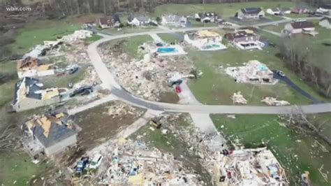 ***NOT FOR BROADCAST***Contact Brett Adair with Live Storms Media to license.brett@livestormsmedia.comMADISON / HENDERSON, TENNESSEE: Aerial views of tornado...