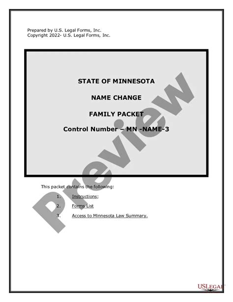 Hennepin Minnesota Name Change Instructions and Forms Package for a