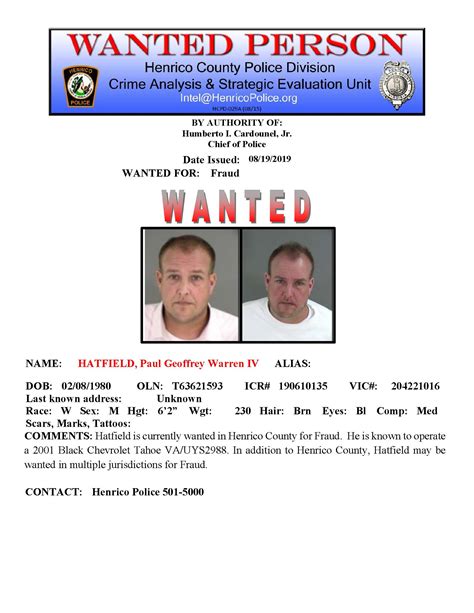 Henrico county active warrants. These following individuals have active warrants for their arrest. If you come in contact with any of these persons, or have any information regarding their whereabouts, please contact the Nevada County Sheriff's Office at 530-265-1474. Enter the first letters of the person's Last Name then click. 