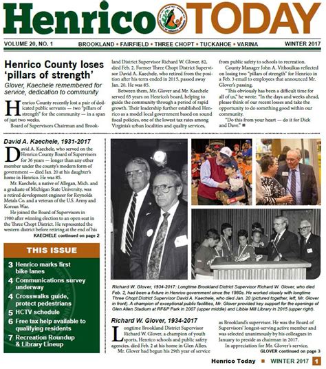 Henrico news today. NEWS More News. Articles. Videos. Podcasts. Extension opens registration for 2024 Henrico Junior 4-H Summer Camp ... Henrico Today (2003 – 2018) Read the Winter ... 
