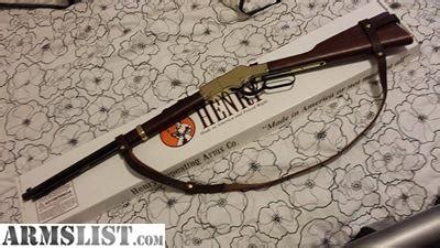 Henry cowboy rifle sling. $199.00 USD. Shipping calculated at checkout. 4 interest-free installments, or from $17.96/mo with. Check your purchasing power. Add to cart. ABOUT THIS SLING: Striking and meticulously handcrafted NO DRILL rifle sling for the Henry lever action. 