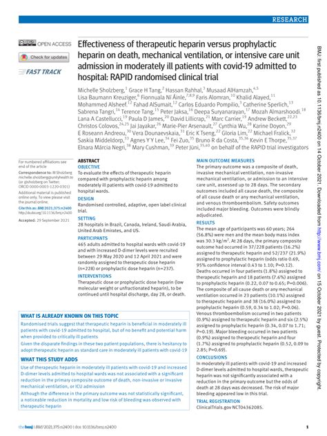 Heparin for Moderately Ill Patients with Covid-19 - ResearchGate