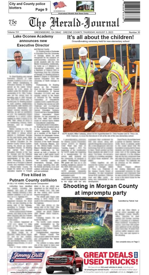 Herald journal greensboro ga obituaries.  Browse Issues by Date View Fron...