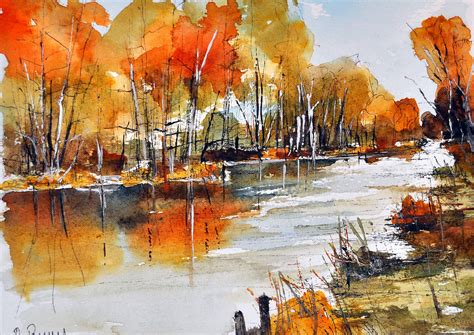 Herbst am Fluss aquarellestark