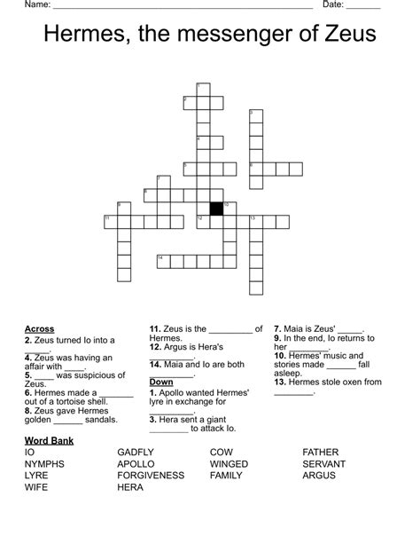 Hermes Invention In Myth Crossword