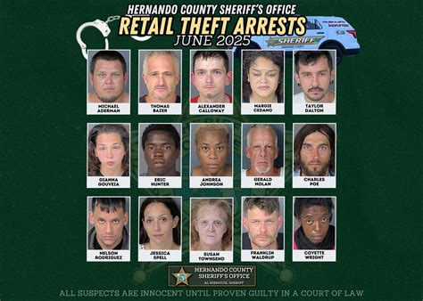Hernando county arrests.  Suspects are innocent until adjudicated guilty i...
