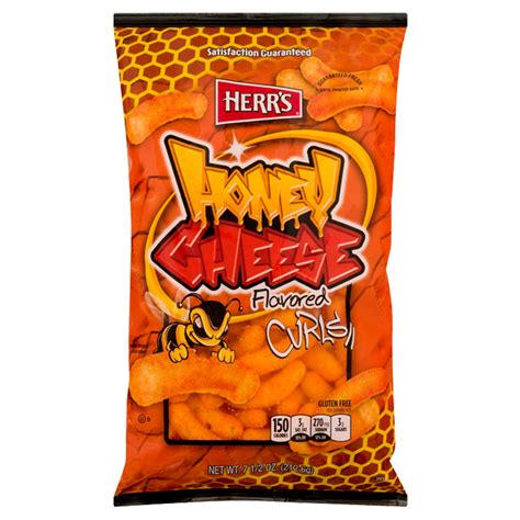 Herr's - Herr's® Cheese Curls are a delightful snack that appeals to kids and adults alike. Their irresistible taste elevates any snacking occasion, adding a special touch to meals and gatherings. What sets Herr's apart is their commitment to quality ingredients - these curls boast a rich blend of natural cheddars, ensuring an authentic cheese flavor with every bite.