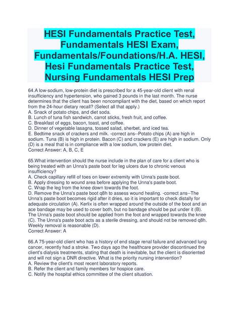 HESI Fundamentals Exam (CHECK THE LAST PAGE FOR 12 LATEST VERSIONS OF THE EXAM AND OTHER HESI EXAMS) A policy requiring the removal of acrylic nails by all nursing personnel was implemented 6 months ago.. 