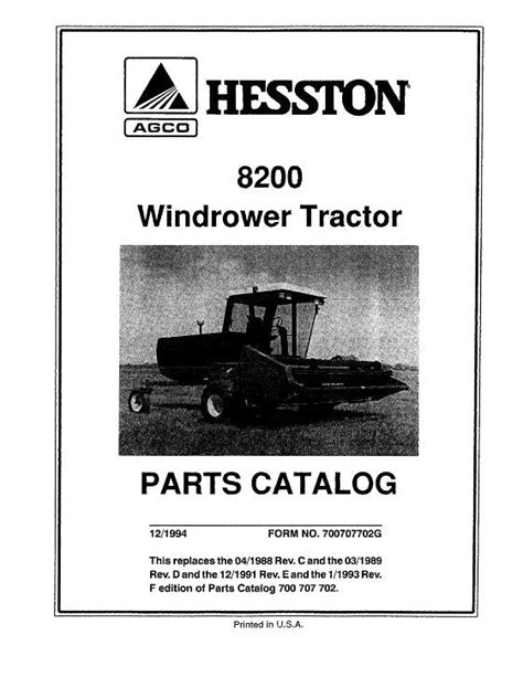 Hesston swather parts manual 8200 pto shaft. - Handbook of mineral dressing first edition.