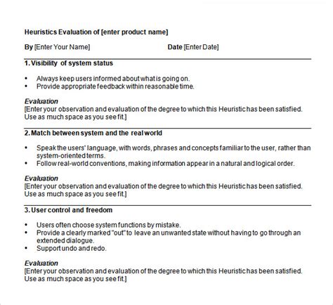Heuristic evaluation example pdf