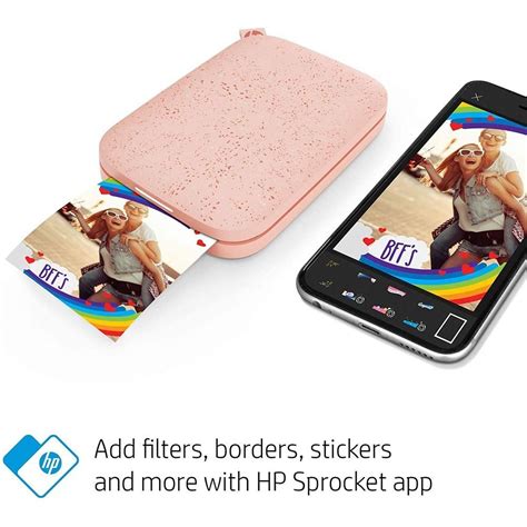 Description. Snap photos and then print them with this 2-in-1 HP Sprocket printer. You can use the built-in camera or stream images wirelessly from the smartphone app via Bluetooth to produce 2" x 3" pictures. This black HP Sprocket printer comes with cables and adhesive paper, so you can get started immediately..