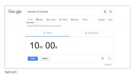 Hey google set a 10 minute timer. This timer silently counts down to 0:00, then alerts you that time is up with a gentle beep sound. 