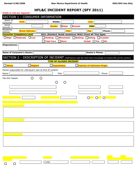 Hfl C Incident Report Form for Nm 2009-2024 - signNow