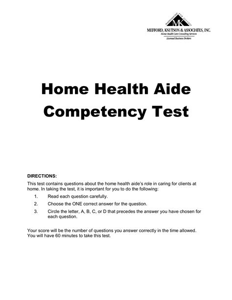 1 Home Health Aide Practice Test Questions and Answers 20