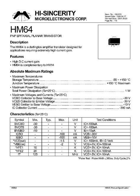 Hi6422 ic datasheet.  Description: PNP EPITAXIAL PLANAR TRANSISTOR.  Manufacturer: Hi-Sinc...