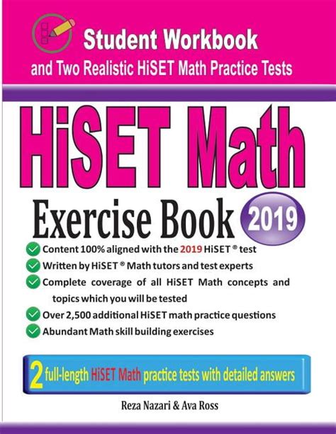 HiSET Math Exercise Book Student Workbook and Two Realistic HiSET Math