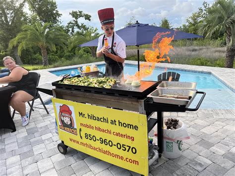 Hibachi catering. We prepare a delicious Teppanyaki style feast in front of your eyes. All of our chefs are professionally trained in Hibachi. Each guest gets their choice of 2 proteins, fried rice, fresh cooked vegetables, side salad and lots of sake! We can also accommodate vegan, kosher and dietary restrictions with enough notice. 