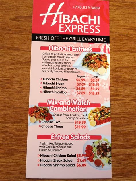 Hibachi Express serves the Lakeland area with delicious japanese cuisine. Our specialty dishes have been well-crafted to create a delightful culinary experience. ... 5351 N SOCRUM LOOP RD, Lakeland, FL 33809 (863) 815-9888. Hours of Operation. Monday-Thursday: 10:30 am - 09:30 pm. Friday-Saturday: 10:30 am - 10:30 pm. Sunday: 11:30 am - 09:30 .... 