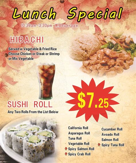 Hibachi express winter haven menu. Our menu is full of traditional favorites like hibachi steak and shrimp, miso soup, and crab rolls. Call or visit us today to taste authentic Japanese cuisine from the best sushi restaurant in Greenville, NC. We look forward to serving you! Edamame. $2.79. Vegetable Spring Roll. $1.99. Potstickers (4) $3.29. 