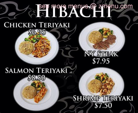Hibachi ninja. Ninja Hibachi has an average price range between $4.00 and $13.00 per person. When compared to other restaurants, Ninja Hibachi is inexpensive, quite a deal in fact! Depending on the Japanese food, a variety of factors such as geographic location, specialties, whether or not it is a chain can influence the type of menu items available. 