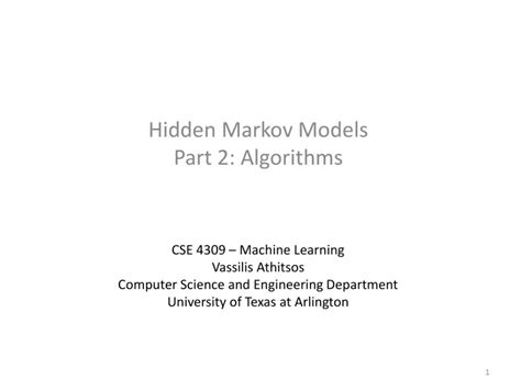 Hidden Markov Models Part 2 Algorithms Ppt Download