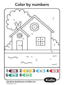 Hidden Pictures Worksheet House Color by Numbers Color by numbers