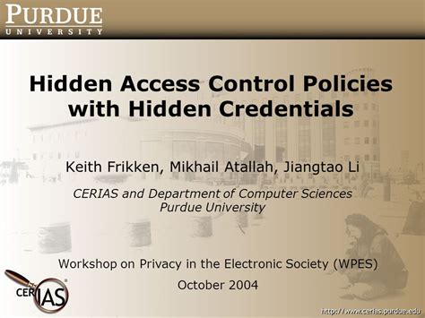 Hidden access control policies with hidden credentials