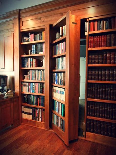 Hidden book case door. 1. Calculate the dimensions of your space. First, measure how wide the bookshelf will need to be to cover the door. Then, determine whether or not you can put the bookcase far enough away from the … 