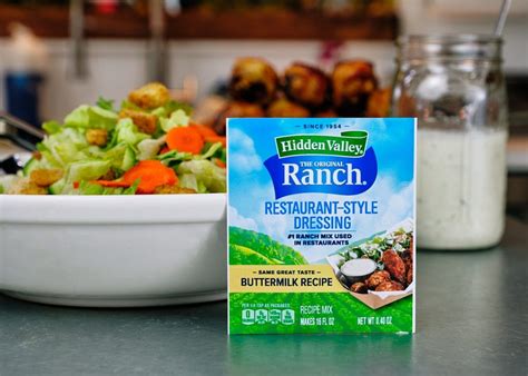 Hidden valley restaurant-style ranch. 1. Prepare dips mix according to package directions. In food processor bowl fitted with metal blade, combine prepared dip, beans and sour cream. Process until smooth, about 20 seconds. Transfer dip to serving dish; stir in bell pepper. 2. Garnish with cilantro and serve with chips. 
