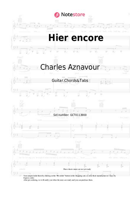 Hier Encore chords & tabs by Charles Aznavour @ 911Tabs