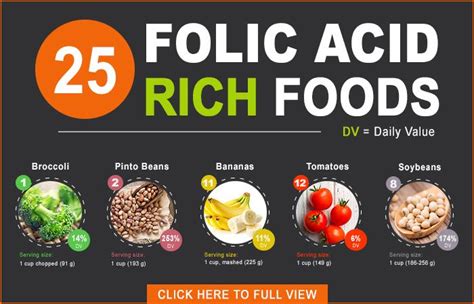 High Folic Acid Foods Chart