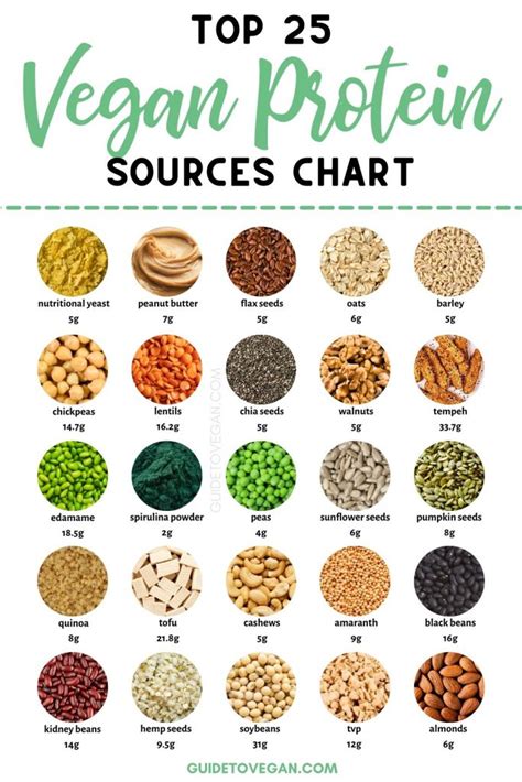 High Protein Vegan Foods Chart