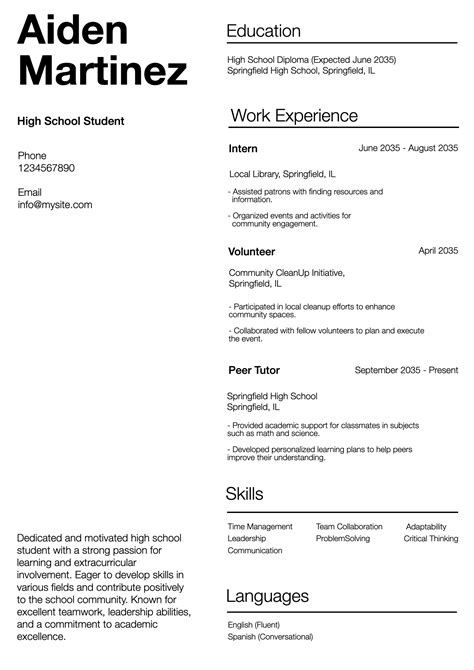 High Schooler Resume Template