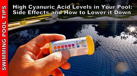 High cyanuric acid in pool. Step 1) Drain some of the pool water (to waste). Step 2) Top the pool back up to normal levels. Step 3) Run your pump for a few hours to circulate the water and mix the fresh water in with the existing water. Step 4) Retest the cyanuric acid / pool stabilizer levels again. Repeat this process if the levels are still too high. 