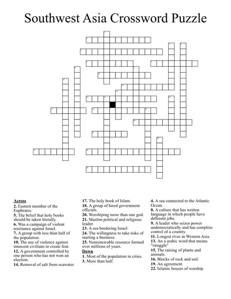 High desert of asia crossword clue. inner form. fluid filled sac. cavort. repudiate. All solutions for "High desert of Asia" 16 letters crossword answer - We have 1 clue. Solve your "High desert of Asia" crossword puzzle fast & easy with the-crossword-solver.com. 
