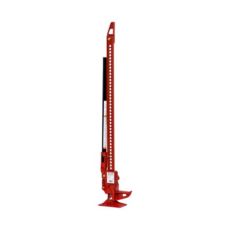 High lift. Commercial-quality Hi-Lift 7000-Lb Capacity Farm Jack will lift, pull, push and clamp. Hot-rolled alloy steel, powder-coated with zinc-plated hardware. 2-pc. handle and socket for extra durability and reliability. Base is heavily ribbed for strength. 