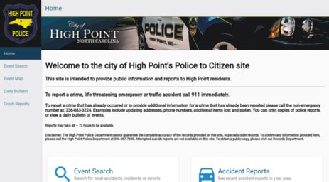 High point p2c. Search and download accident reports from the High Point Police Department online catalog. You can also find other police records and resources, such as crime mapping, sex offender registry, and report request forms. 