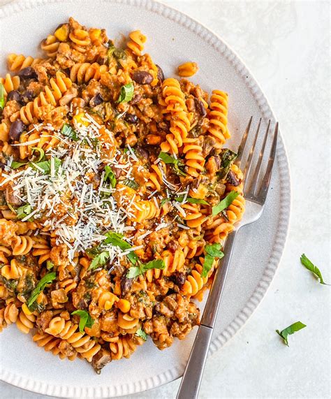 High protein pasta recipe. 16 oz pasta of choice I used penne · 2 cups pasta cooking water · 1/2 block firm tofu · 1 15 oz can white beans rinsed and drained · 2 cups cauliflower ... 