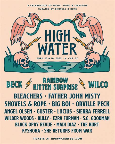High water festival. South Carolina’s High Water Festival has revealed its 2023 lineup, with Beck, Wilco, and Rainbow Kitten Surprise topping the bill as headliners. The two-day … 