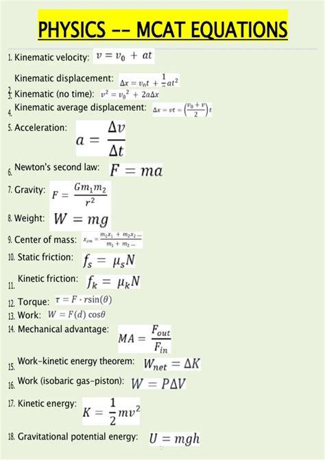High yield mcat physics equations.  Fortunately, the MCAT's physics section places more...