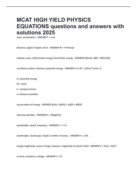 High yield mcat physics equations.  Instead of blindly reviewing Sterling...