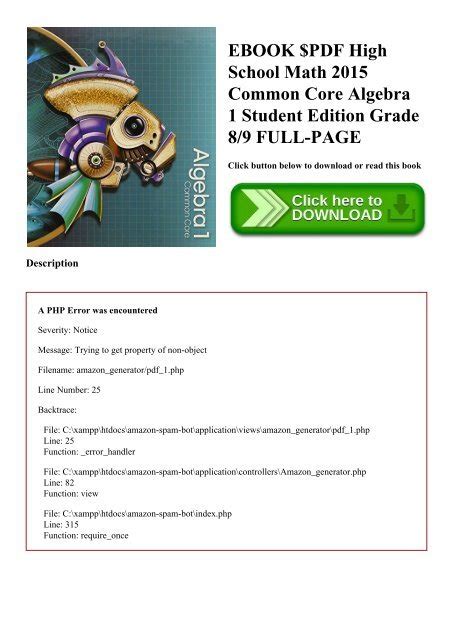Read High School Math 2015 Common Core Algebra 1 Student Edition Grade 89 By Prentice Hall