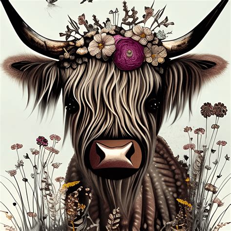 Highland cow art, Highland cow tattoo, Highland cow painting