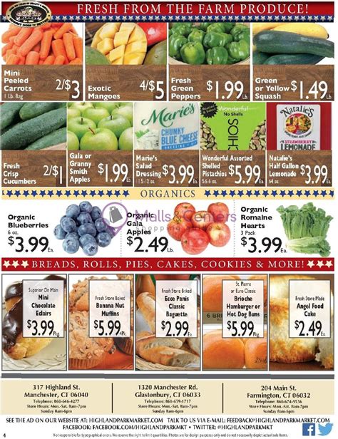 Highland park market weekly circular. Weekly Ad; About Us; Weekend Specials; Employment; Contact Us. Manchester. 317 Highland Street Manchester, CT 06040 . Joe Panaro, Manager Store Hours: Monday-Saturday 8am-7pm Sunday: 8am-6pm Telephone: 860-646-4277 . ... **Highland Park Market of Coventry is not associated with this site. 