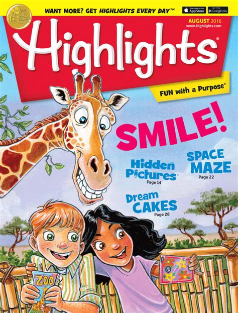 Highlights for kids. Highlights reaches children 0–12 with its most popular magazines and books, and on multi-platform digital experiences, digital apps, toys/games, a podcast, YouTube and more. 