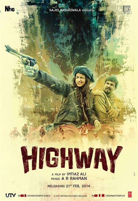 Highway 2014 hindi. Highway is the soundtrack album, composed by A. R. Rahman, for the 2014 Hindi film of the same name, directed by Imtiaz Ali. The film stars Randeep Hooda and Alia Bhatt in the lead roles. The film is produced by Sajid Nadiadwala and co-produced by Imtiaz Ali. The soundtrack features nine tracks, which was digitally released by the T-Series label on 10 January 2014. The soundtrack, as well as ... 