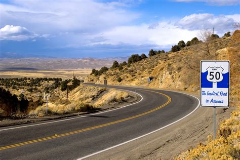 Nevada's gambling revenues make possible high-quality highways in remote areas like this, and US 50 is no exception. The speed limit is 70 mph most of the way, but some mountain curves are posted at lower speeds. If you enjoy gazing at the night sky, this is an ideal area, relatively free of lights and haze.