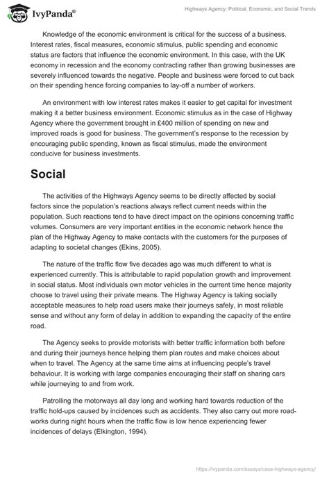 Highways Agency: Political, Economic, and Social Trends Essay - Fr…